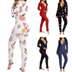 Long sleeping jumpsuit - sexy pyjama - with openable butt flap