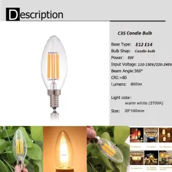 LED-Lampe - Kerzentyp - dimmbar - 6W - E12 / E14