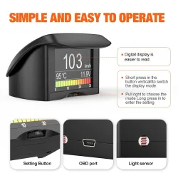 ANCEL A20 - ordinateur de bord pour voiture - affichage numérique - scanner OBD2 - jauge de vitesse / consommation de carburant