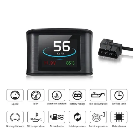 OBDSPACE P10 - bilcomputer - OBD2 scanner - digital - hastighed / brændstofforbrug / temperaturmåler