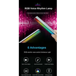 RGB fargerik rør - LED stripe - USB - Bluetooth - stemme / musikk rytmelampe