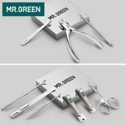 Mr.Green - profesjonalny zestaw do manicure - obcinacz / nożyczki / pęseta - 9 sztukWyposażenie