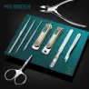 Mr.Green - set de manucure professionnel - coupe-ongles / ciseaux / pince à épiler - 9 pièces