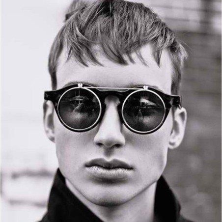 Vintage flip-up okulary przeciwsłoneczne - styl steampunk - podwójna warstwa - unisexOkulary Przeciwsłoneczne