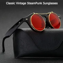 Vintage flip up solglasögon - steampunk stil - dubbla lager - unisex