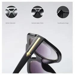 Fashionabla solglasögon - överdimensionerad båge - dekorativ metallpil - unisex