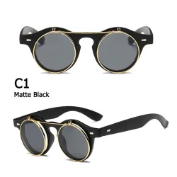 Gafas de solGafas de sol vintage flip up - estilo steampunk - doble capa - unisex