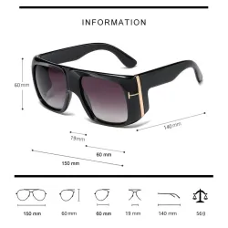 Trendy store solbriller - tonet - med gyllen metalldekor - unisex