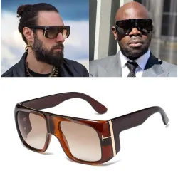 Trendige große Sonnenbrille - getönt - mit goldener Metallverzierung - Unisex