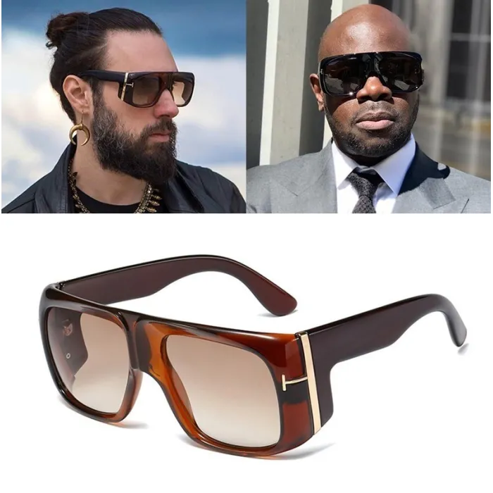 Trendy store solbriller - tonet - med gyllen metalldekor - unisex