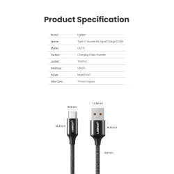 Ugreen - Câble USB type-C - charge rapide - 6A / 5A - 100W - 480Mbps