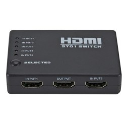 5 in / 1 out - HDMI-kytkin - jakaja - HUB - infrapunakaukosäätimellä - 1080P - HDTV DVD BOXille