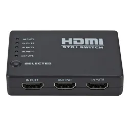 5 in/1 out - HDMI switcher - splitter - HUB - med IR fjernbetjening - 1080P - til HDTV DVD BOX