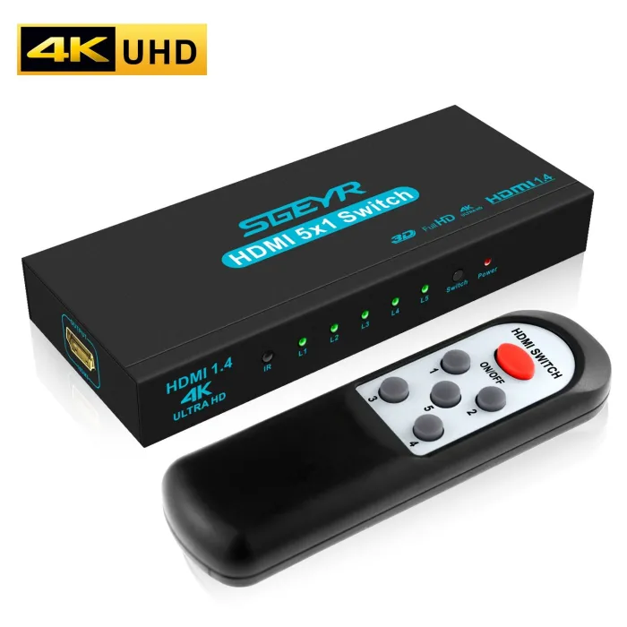 Conmutadores HDMIConmutador HDMI - 5 entradas / 1 salida - con mando a distancia IR - 1.4 HDCP