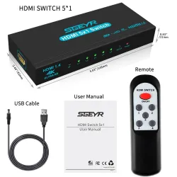 Conmutadores HDMIConmutador HDMI - 5 entradas / 1 salida - con mando a distancia IR - 1.4 HDCP