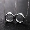 Pendentif rond tendance - avec chaîne en acier au titane - unisexe
