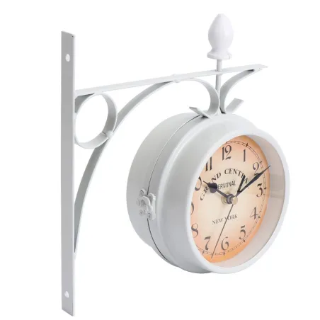 Antik vægur - dobbeltsidet - hvidt jern