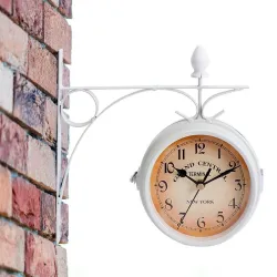 RelojesReloj de pared antiguo - doble cara - hierro blanco