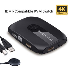 Comutador HDMI KVM - com extensor - 4 USB 2.0 - 4K30Hz 1080P60Hz