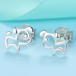 Små hundeformede øredobber - 925 sterling sølv