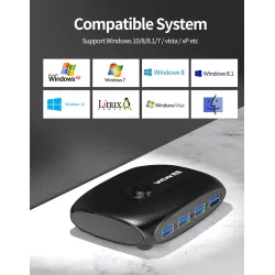 Switch KVM - USB 2.0 / 3.0 - per Windows 10 / PC / tastiera / mouse / stampante - condivisione / abbinamento