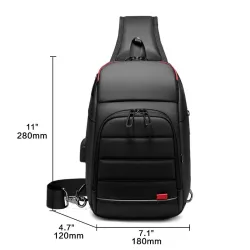 Multifunksjon crossbody bag - 9,7" bærbar ryggsekk - med USB-ladeport - vanntett