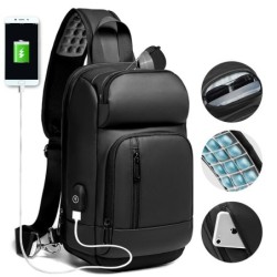 Trendig axelväska för laptop - ryggsäck med USB-laddningsport - vattentät
