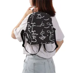 Mini sac à dos tendance - imperméable - visage abstrait imprimé