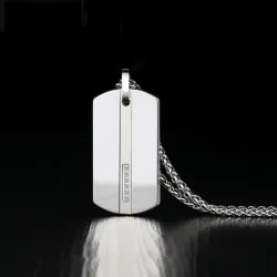 CollaresColgante de tungsteno - con piedra incrustada - collar de cadena de acero de titanio
