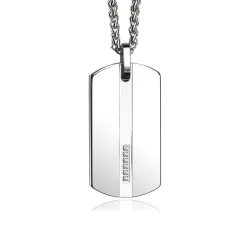 Pendentif en tungstène - avec pierre incrustée - collier chaîne en acier au titane