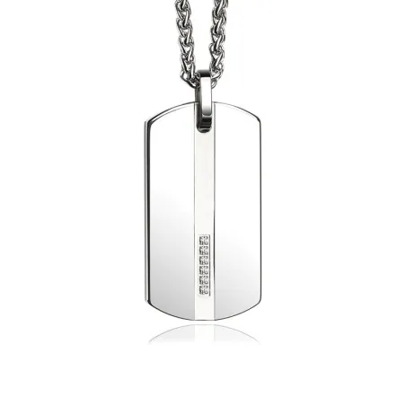 CollaresColgante de tungsteno - con piedra incrustada - collar de cadena de acero de titanio