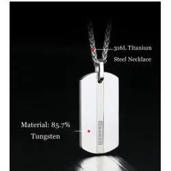 Tungsten pendant - with inlay stone - titanium steel chain necklaceNecklaces