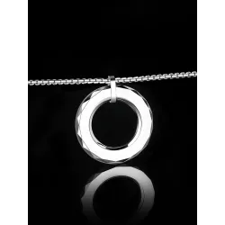 Pendentif en tungstène rond à la mode - avec collier en acier au titane