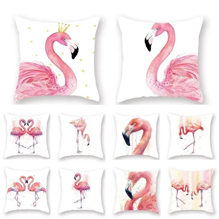 Fundas de cojinesFunda de cojín decorativa - con flamenco rosa - 45*45cm