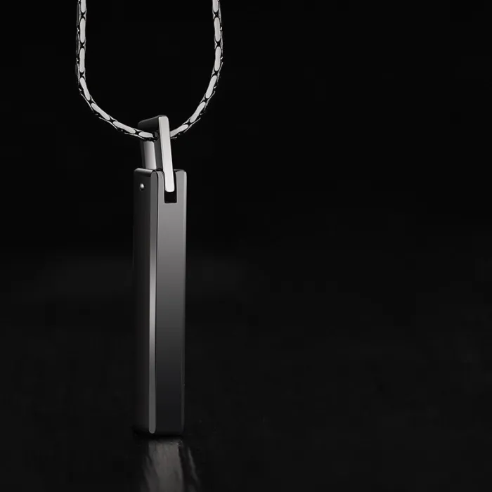 Pendentif classique en forme de bâton - avec chaîne - tungstène - unisexe