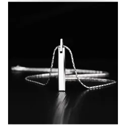 Pendentif classique en forme de bâton - avec chaîne - tungstène - unisexe