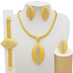 Lussuoso set di gioielli d'oro - collana - orecchini / bracciale / anello - stile africano