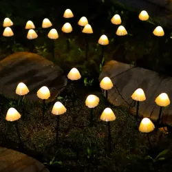 Solar string lys - LED - med pinde - vandtæt - svampe formet