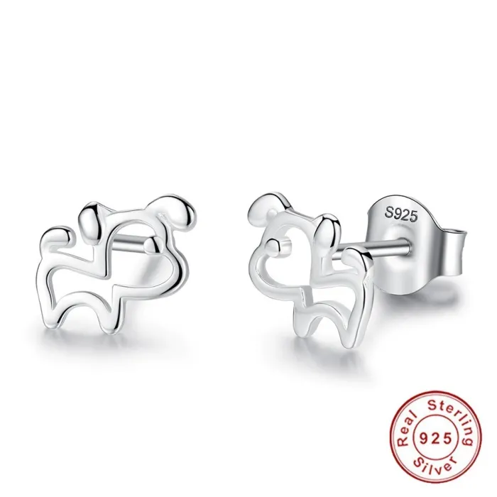 Boucles d'oreilles en forme de petit chien - argent sterling 925