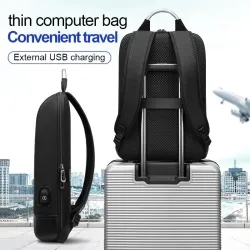 Elegant laptopryggsäck - extra tunn - vattentät - med USB-laddningsport