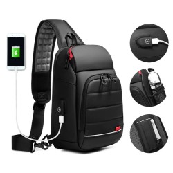 Multifunktions crossbody-taske - 9,7" bærbar rygsæk - med USB-opladningsport - vandtæt