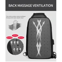 Trendig crossbody-väska - ryggsäck för 9,7" iPad - med USB-laddningsport - vattentät
