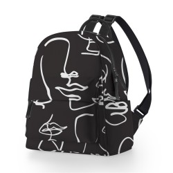 Modny mini plecak - wodoodporny - z nadrukiem abstrakcyjnej twarzyPlecaki