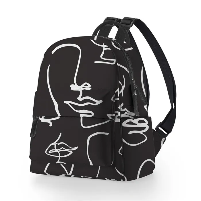 Mini mochila moderna - à prova d'água - estampa de rosto abstrato