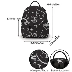 Mini sac à dos tendance - imperméable - visage abstrait imprimé