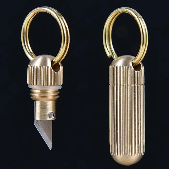 Nøkkelring med minikniv - rustfritt stål