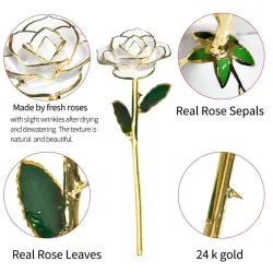 Rose dyppet i 24k gull - med stativ - bursdag / Valentinsdag / bryllupsgave