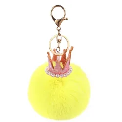 Plys kuglevedhæng med glitterkrone / perler - nøglering