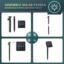 Solar string lys - LED - med pinde - vandtæt - svampe formet