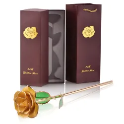 Rose dyppet i 24k gull - med stativ - bursdag / Valentinsdag / bryllupsgave